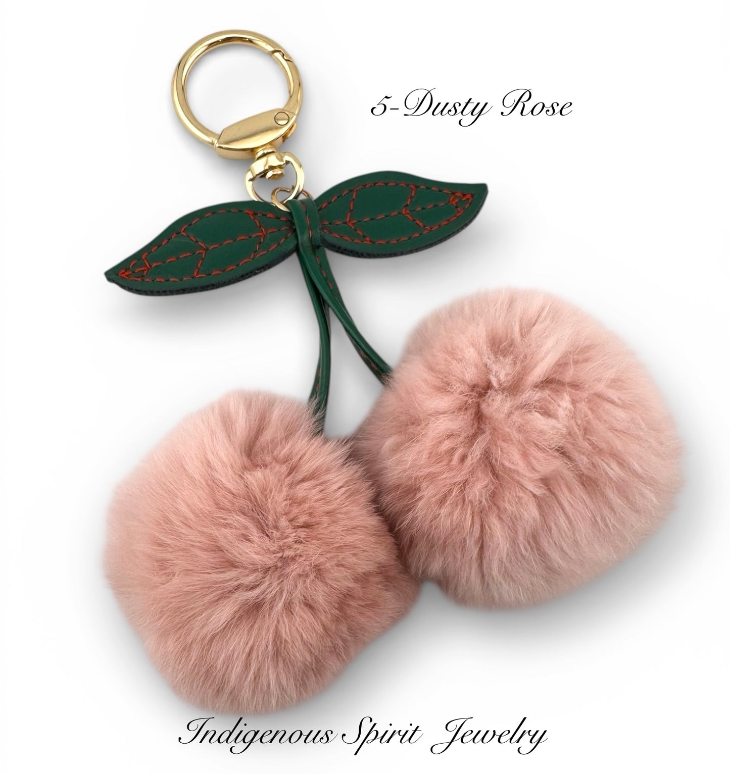 Cherry Shaped Rabbit Fur Pom Pom Keychain