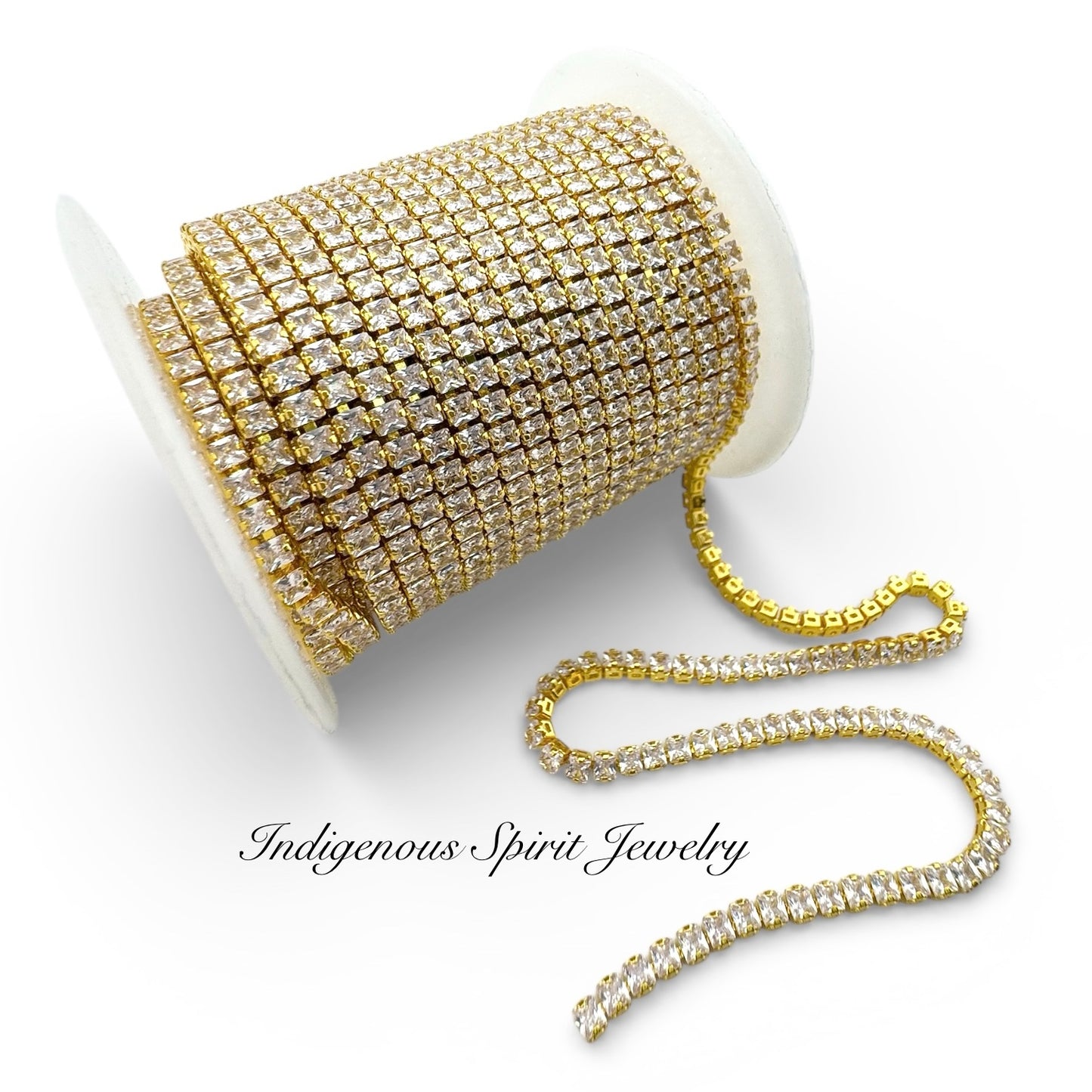 2.5 Square Crystal 18k Yellow Gold Plated Cubic Zirconia Banding