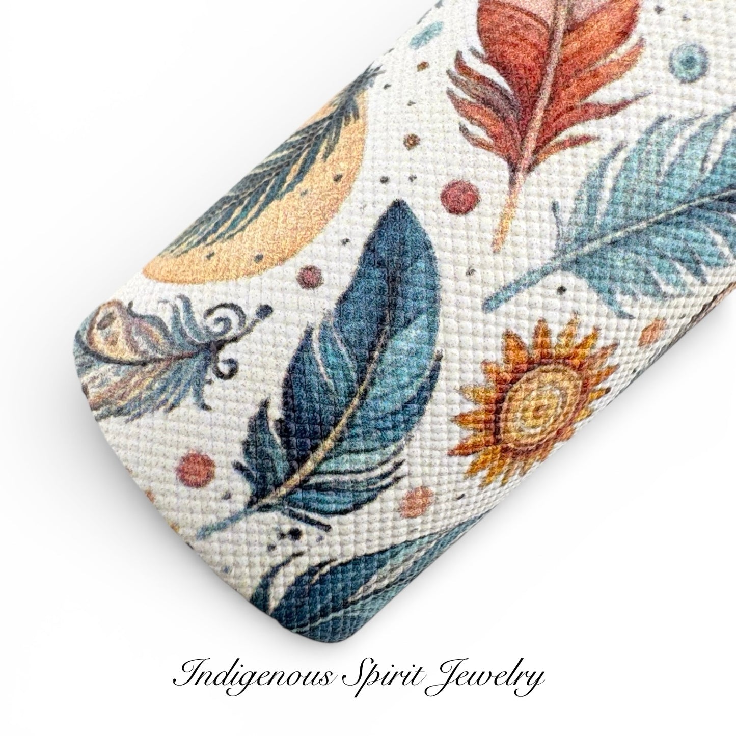 Feather Design Faux Leather Backing