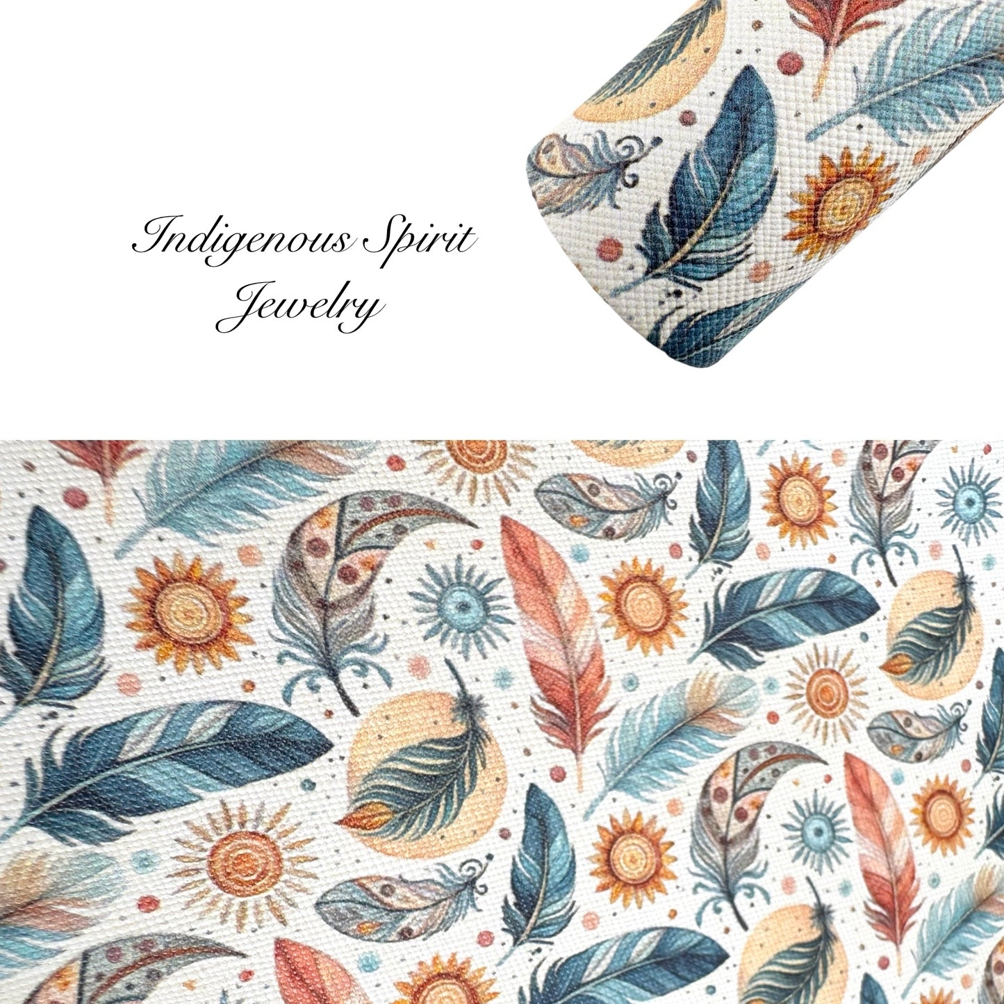 Feather Design Faux Leather Backing