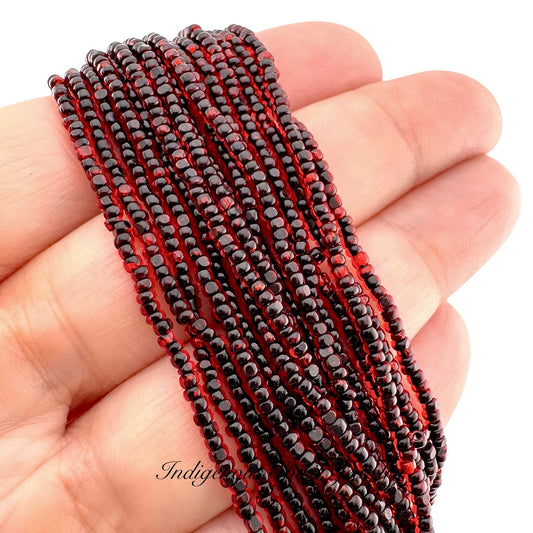 Red Jet Lined  2-Cut Charlotte Cut Beads