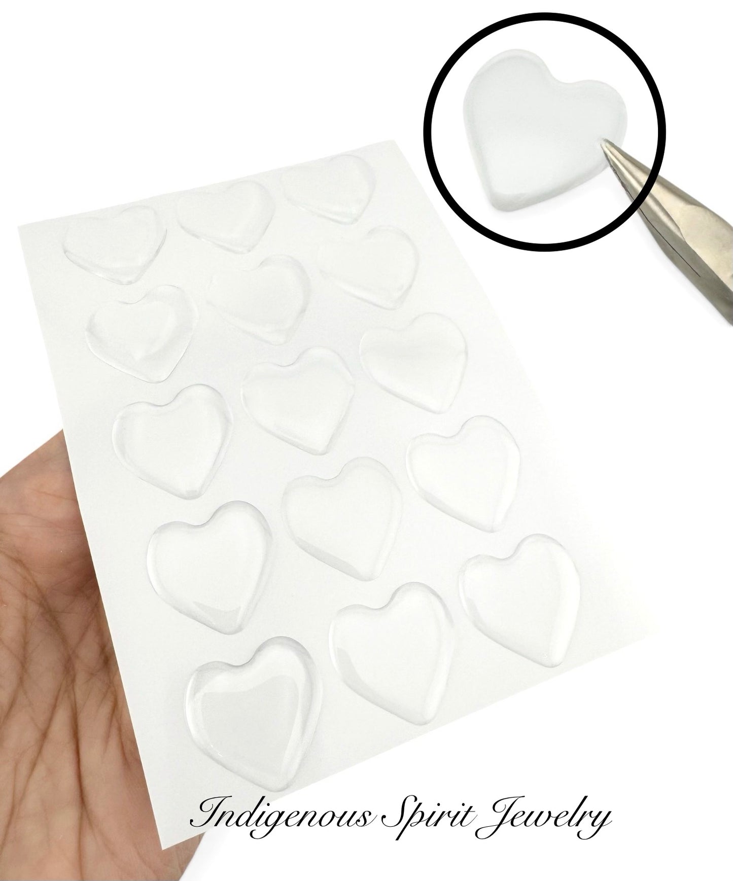 25mm x 22mm - 3D Clear Domed Epoxy Heart Adhesive Stickers