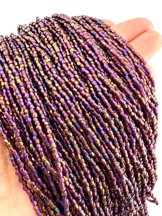 Dark Amethyst Rainbow 3-cut Preciosa Czech Seed Beads (9/0)