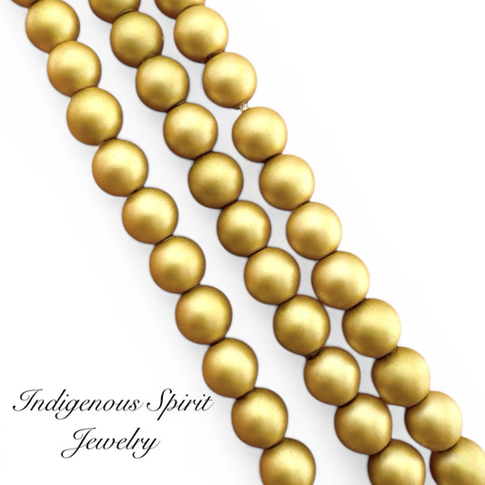 4mm Gold - Matte Pearl Bead