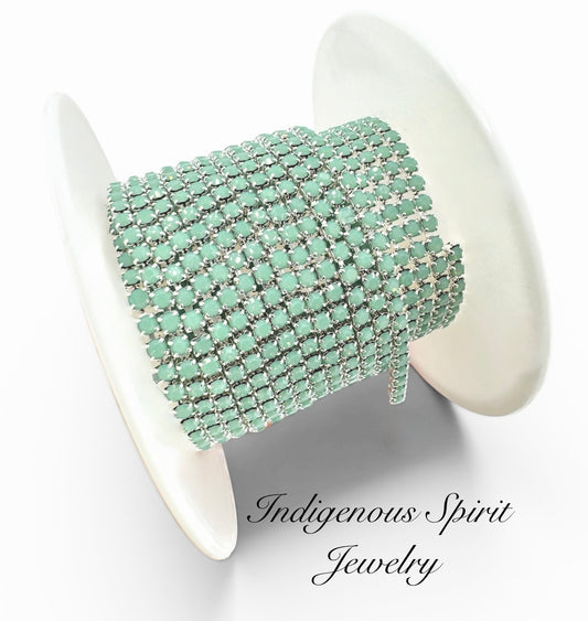 Green Opal/Silver SS6 Glass Banding