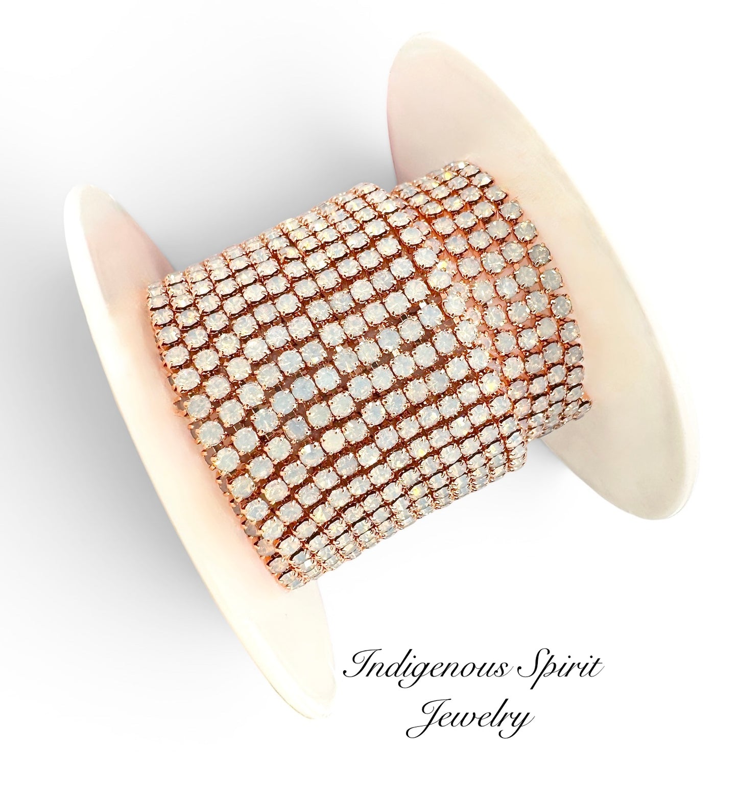 White Opal/18k Rose Gold Plated SS6 Glass Banding