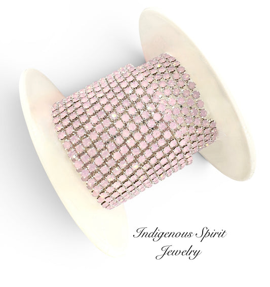 Rose Opal/Silver SS6 Glass Banding