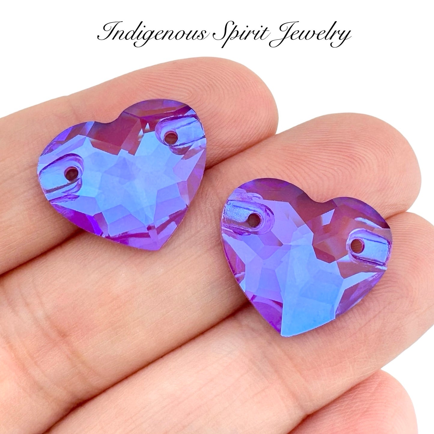 Purple Mocha AB Sew-on Heart K9 Crystal Cabochons