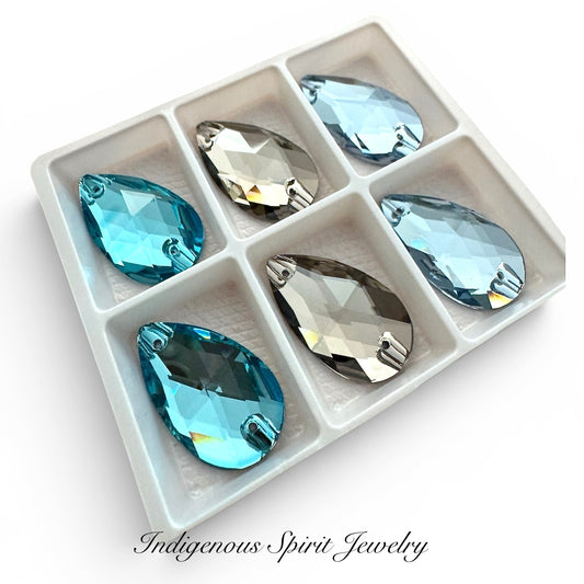 Blue Ember Ice K9 Crystal Cabochons Set (3 pairs)