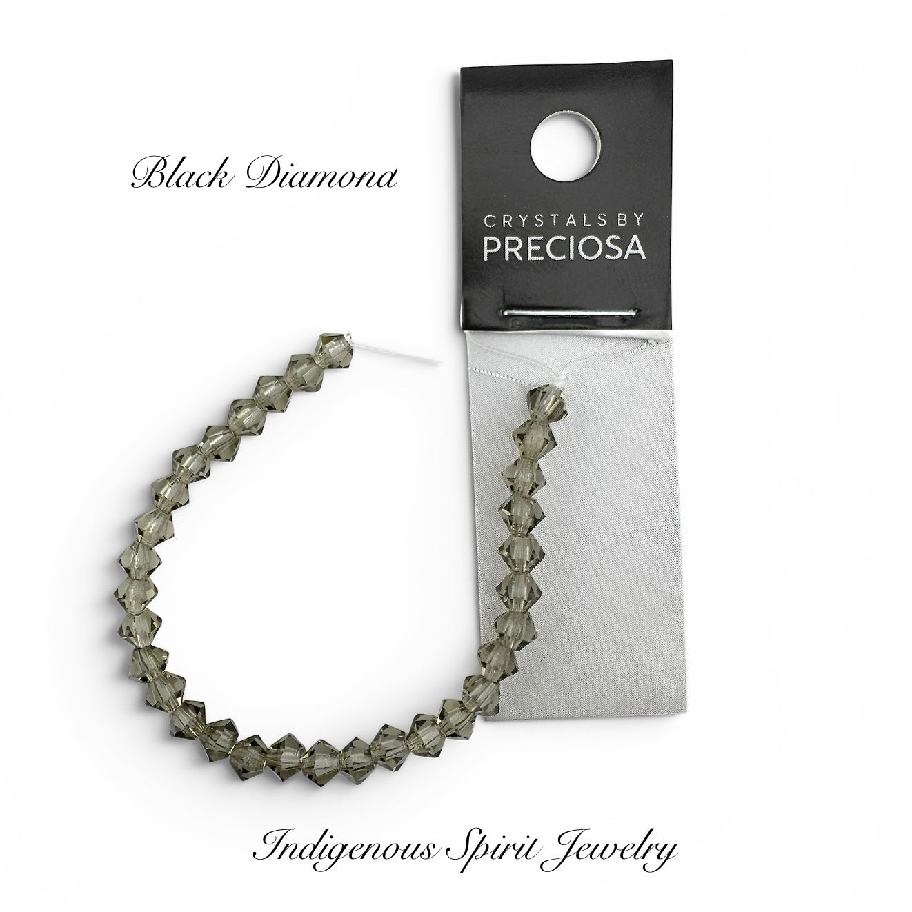 4mm Black Diamond - Preciosa Bicone Beads