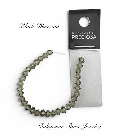 4mm Black Diamond - Preciosa Bicone Beads