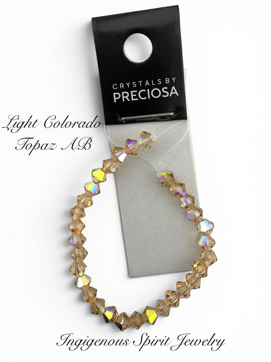 4mm Light Colorado Topaz AB - Preciosa Bicone Beads