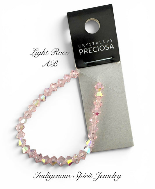 4mm Light Rose AB - Preciosa Bicone Beads