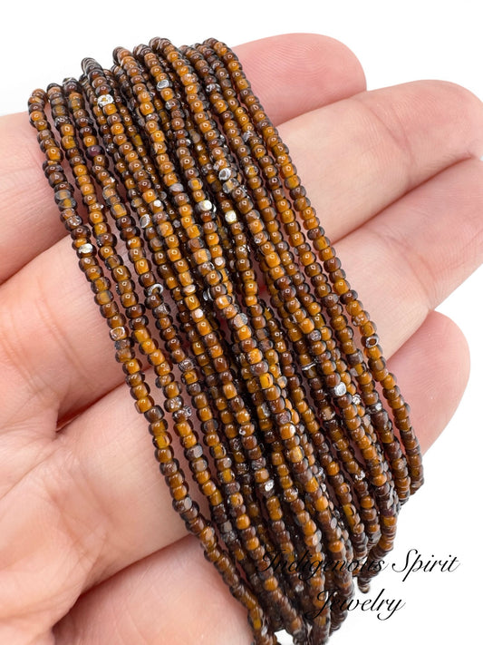 Smoked Topaz White Inside Lined - Sheen 2 Cut Charlotte Cut Beads (11/0)