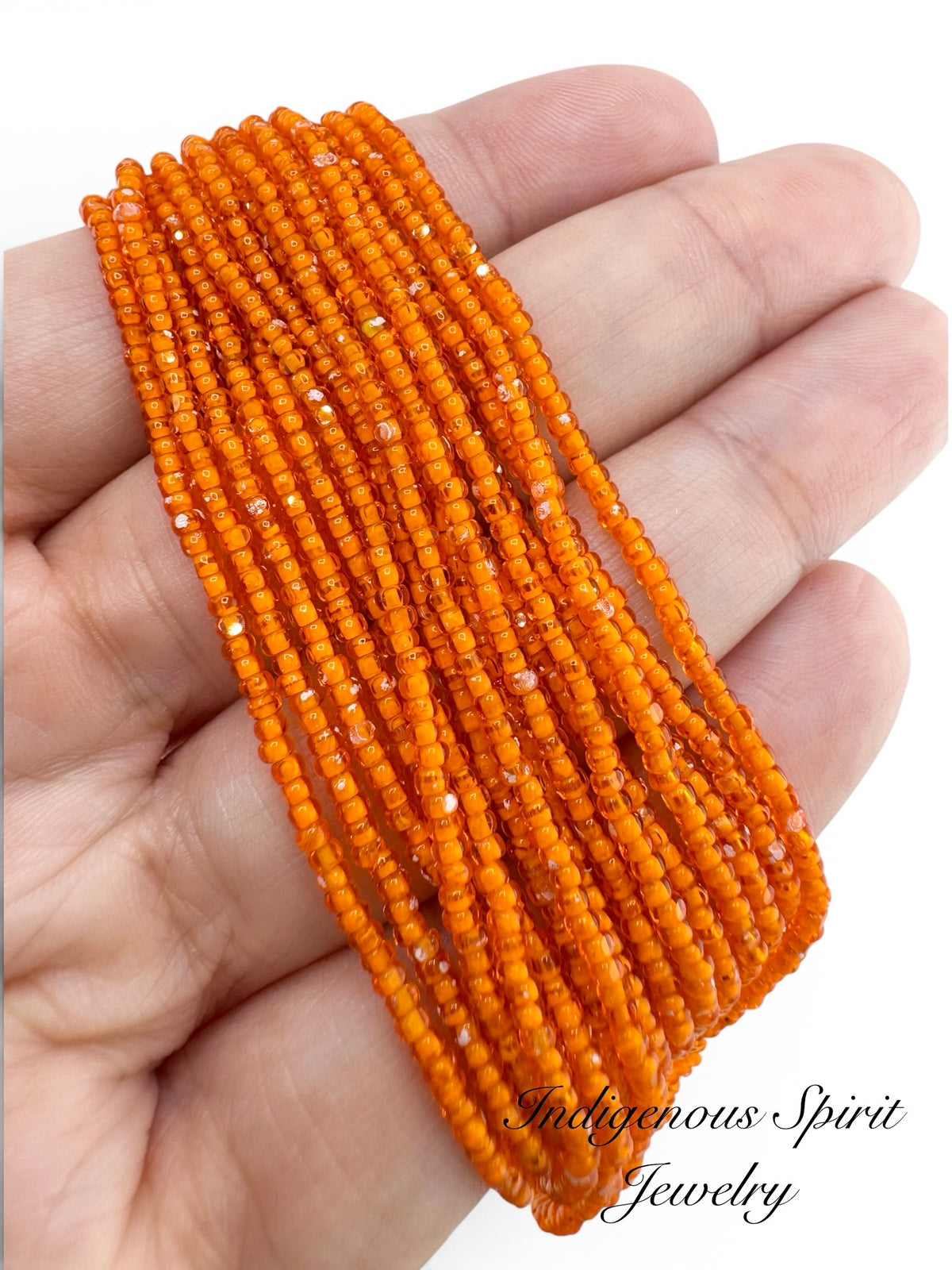 Dark Orange White Inside Lined - Sheen 2 Cut Charlotte Cut Beads (11/0)
