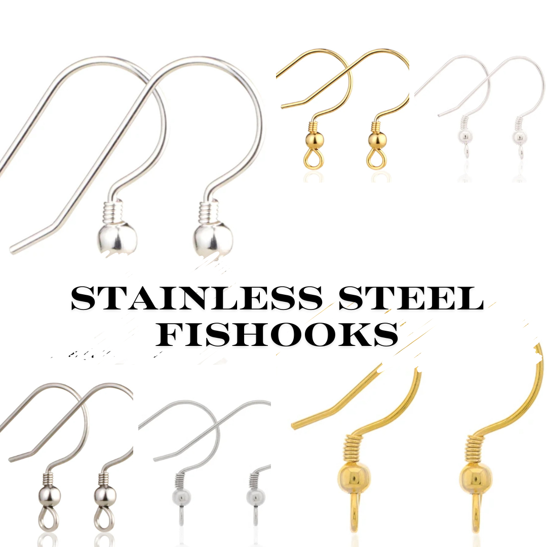 Surgical Stainless Steel Fish Hook Findings - vertical and horizontal hoops